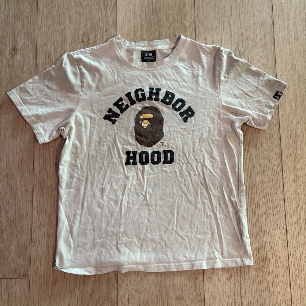 BAPE x Neighborhood Tee Spell out Tee Front and Back Graphic Size M
